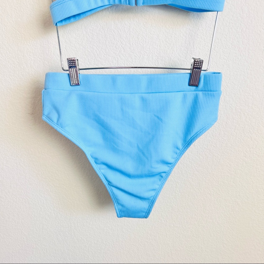 Baby Blue High Waist Rhinestone Embellished Bikini Set - Picture 4 of 8